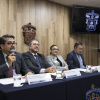 Rueda de prensa donde los rectores de centros universitarios hablan propiamente de los académicos que ingresaron a la Academia Mexicana de Ciencias