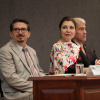 Rector del CUCEA, maestro Alberto Castellanos Gutiérrez, vicerrectora doctora Carmen Enedina Rodríguez Armenta
