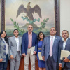 el Dr. Óscar Felipe García, Coordinador de la Maestría en Innovación Social y Gestión del Bienestar del CUCEA; Hiram Valdés Chávez, Presidente de CONAPAZ México Asociación Civil; Florencia Marón Navarro, Presidenta de la Mesa de Paz Jalisco; Delia Pérez Guerrero, Secretaria Académica del Colegio de Psicólogos en Intervención de Jalisco, A.C y Blas Sergio Jasso Hinojosa, Académico de la Universidad de Guadalajara. 