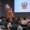 rector Alberto Castellanos dirigiendo palabras de bienvenida a los estudiantes de intercambio